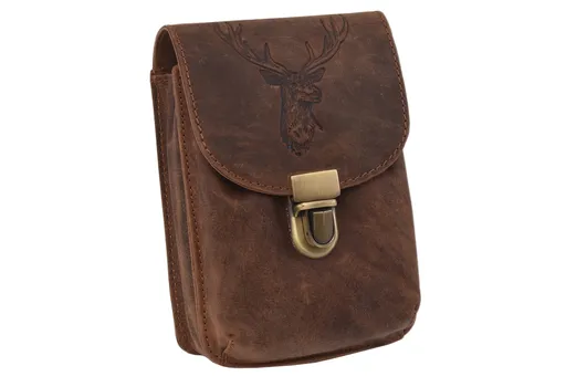 Kožené puzdro na opasok MERCUCIO tmavý tan embos jeleň profil 250114