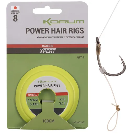 Korum náväzec power hair rigs 1 m 6 ks - 0,28 mm veľkosť háčika 12