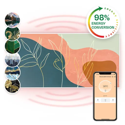 Klarstein Wonderwall Air Art, infračervený smart ohrievač, 60 x 120 cm, 700 W, nástenná inštalácia, aplikácia, zlaté linky