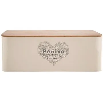 Chlebník plech/drevo 42 × 22,5 × 16 cm PEČIVO SRDCE (127505)
