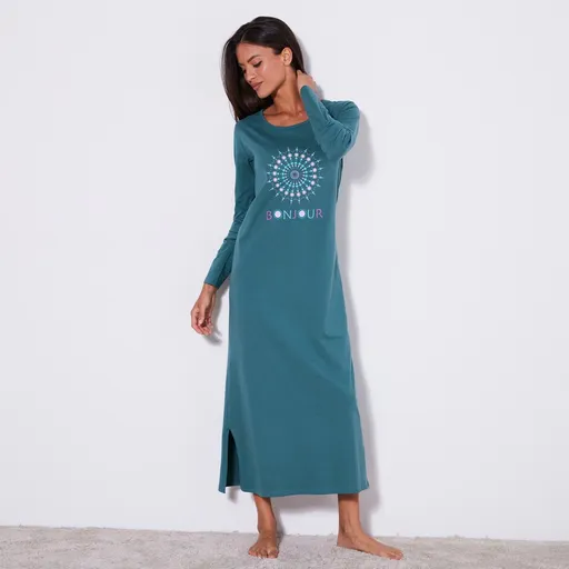 Dlhá nočná košeľa s dlhými rukávmi a potlačou bonjour*