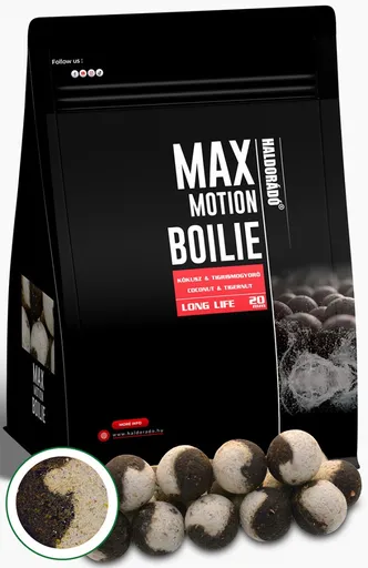 Haldorado boilies max motion long life kokos tigrí orech - 800 g 24 mm
