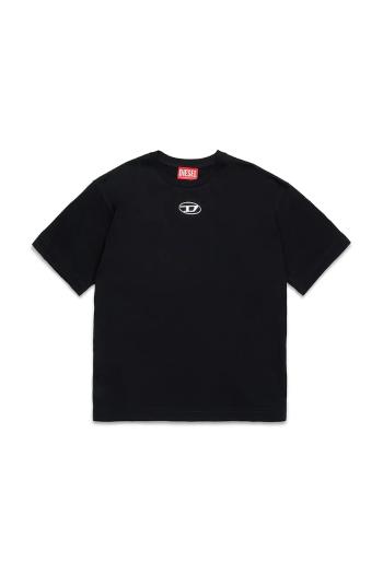 Detské bavlnené tričko Diesel TMARCUS OVER T-SHIRT čierna farba, jednofarebné, J02022