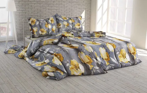 Polášek Krepové obliečky Rozkvitnutý kvet - Šedá / žltá | 40 x 40 cm