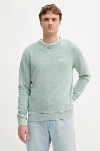 Bavlnená mikina Pepe Jeans zelená farba, vzorovaná, PM582918