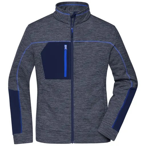 James & Nicholson (Daiber) Dámska mikina z pleteného fleecu JN1817 - Tmavomodrý melír / tmavomodrá / kráľovská modrá | L