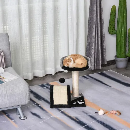 PawHut Škrabadlo pro kočky s pelíškem Most, černo-šedé