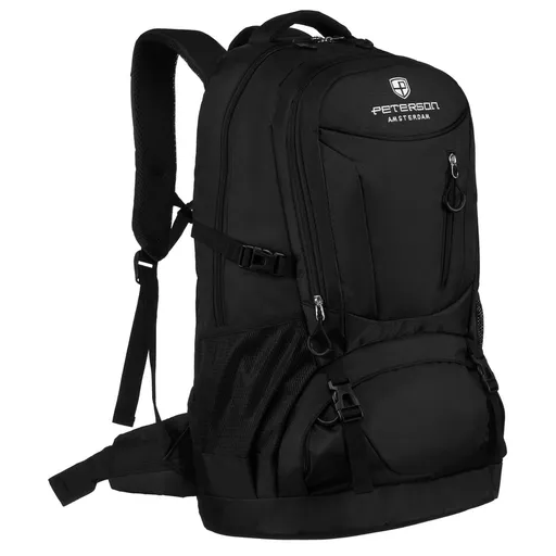 Čierny turistický ruksak z polyesteru na nastaviteľných popruhoch - Peterson