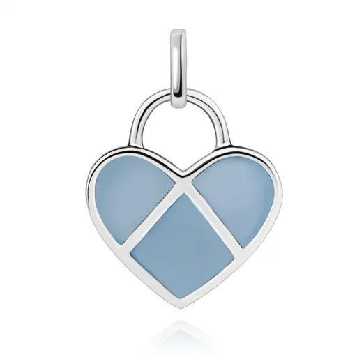 Prívesok zo striebra 925, ploché srdiečko zdobené modrou perleťou