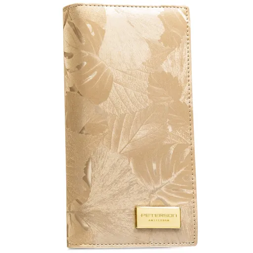 Béžová vertikálna dámska peňaženka z kože s RFID ochranou a dvojitým zapínaním - Peterson