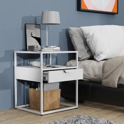 VCM Noční stolek „Flokas M“, bílý