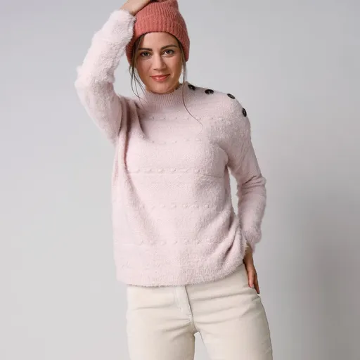 Pulóver so stojačikom z úpletu predĺženým vláknom