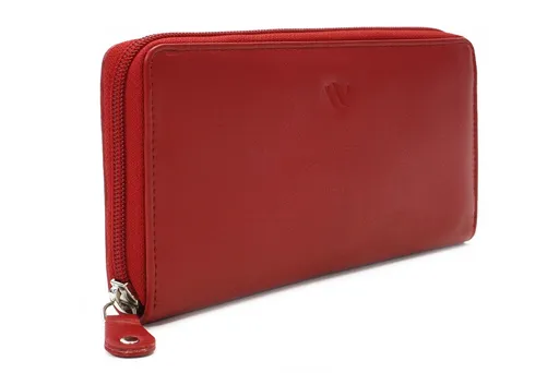 Červená dámska kožená zipsová peňaženka 511-3559-31