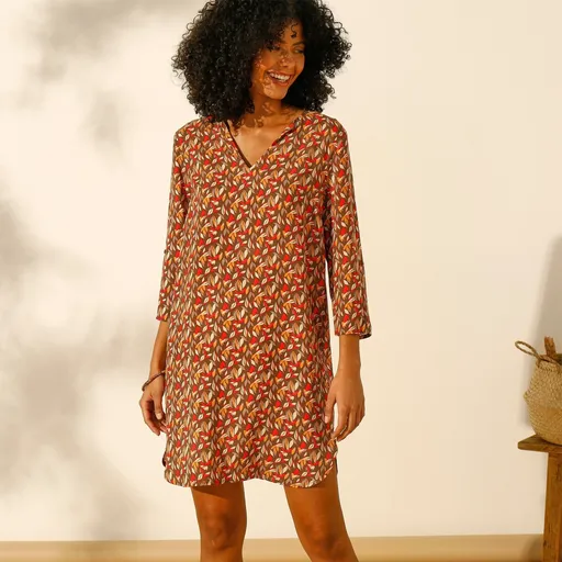 Plážová tunika s 3/4 rukávmi a potlačou