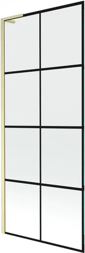 MEXEN/S - Next L vaňová zástena FIX 80 x 150, čierna vzor, zlatá kartáčovaná 895-080-000-03-77-55