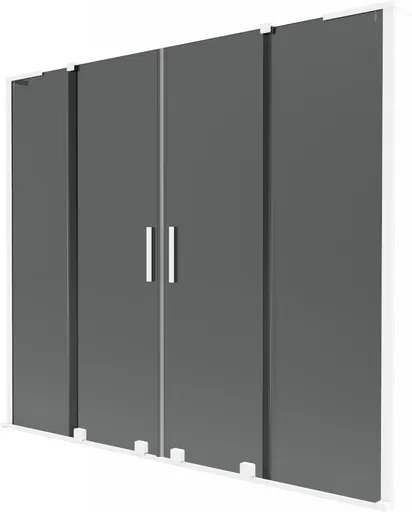 MEXEN/S - Velar L Duo dvojkrídlová posuvná vaňová zástena 200 x 150, grafit, biela 896-200-003-42-20