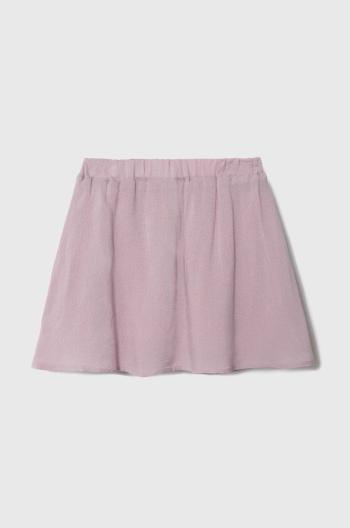 Dievčenská sukňa United Colors of Benetton fialová farba, mini, áčkový strih