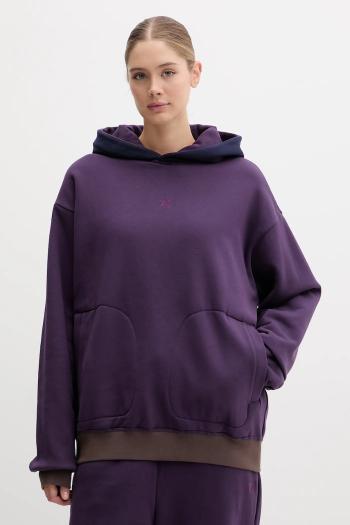 Obojstranná mikina EA7 Emporio Armani fialová farba, s kapucňou, jednofarebná, AF10377-7X000156