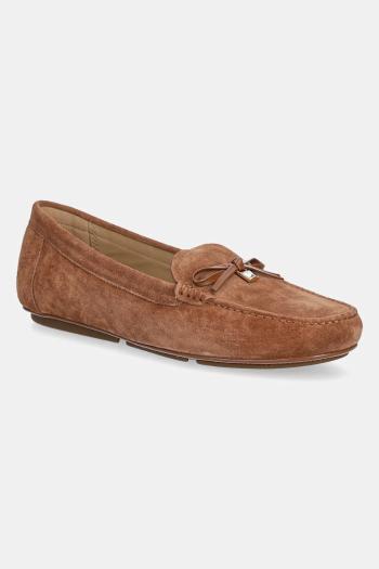 Semišové mokasíny MICHAEL Michael Kors Juliette dámske, hnedá farba, na plochom podpätku, 40R5JUFR1S.230