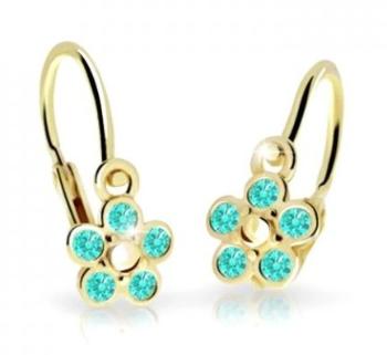 Cutie Jewellery Detské kvietkové náušnice zo žltého zlata C2744-10-X-1 svetlo zelená