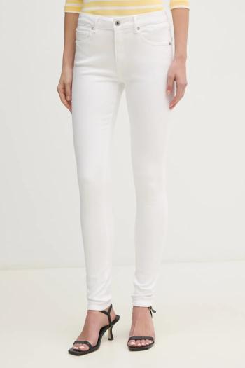 Rifle Pepe Jeans SKINNY JEANS MW REGENT dámske, biela farba, PL204728TC7