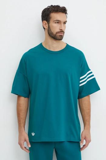 Bavlnené tričko adidas Originals Neuclassics Tee pánske, tyrkysová farba, s nášivkou, JF9138