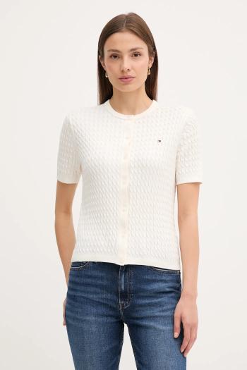 Bavlnený kardigán Tommy Hilfiger béžová farba, ľahké, WW0WW45707
