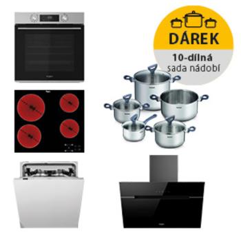 Rúra Whirlpool OMK58CU1SX + sklokeramická varná doska AKT8090NE + komínový odsávač pár WHVP62FLTSK + vstavaná umývačka riadu WIC3C26F SETWH26