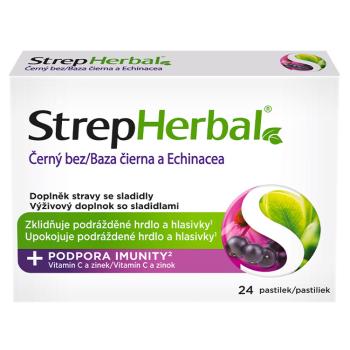 STREPHERBAL Čierny bez a echinacea 24 pastiliek