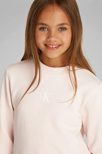 Detská mikina Calvin Klein Jeans ružová farba, jednofarebná, IG0IG02958