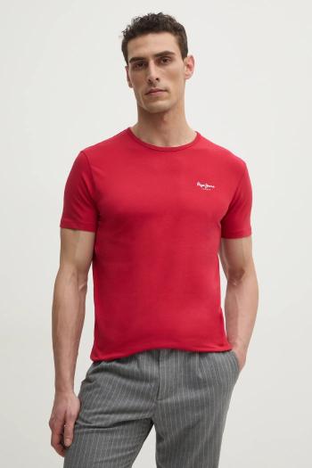 Tričko Pepe Jeans ORIGINAL BASIC 3N pánske, červená farba, s potlačou, PM508212