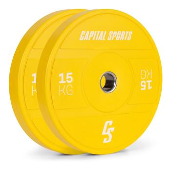 Capital Sports Nipton 2021, kotúčové závažie, bumper plate, 2 x 15 kg, Ø 54 mm, tvrdená guma