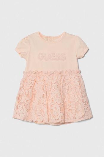 Dievčenské šaty Guess oranžová farba, mini, áčkový strih