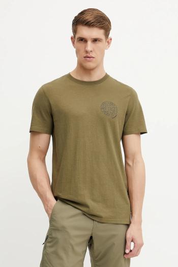 Tričko Fjallraven Hemp Blend Out Here pánske, zelená farba, s potlačou, F12600265