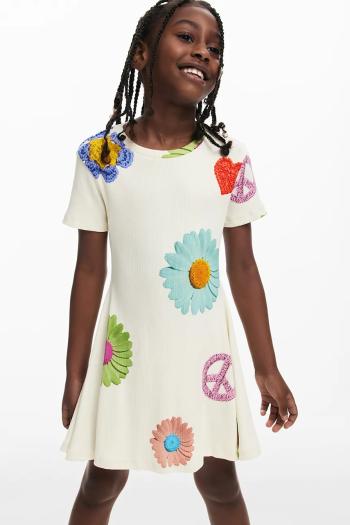 Dievčenské šaty Desigual béžová farba, mini, áčkový strih, 25SGVK20