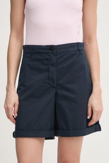 Šortky Tommy Hilfiger dámske, tmavomodrá farba, jednofarebné, vysoký pás, WW0WW42457