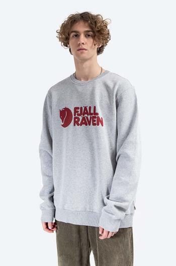 Bavlnená mikina Fjallraven Logo Sweater pánska, šedá farba, s nášivkou, F84142