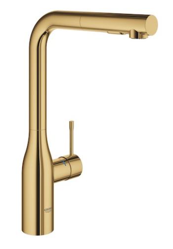 Drezová batéria GROHE Essence New s vyťahovacou sprškou Cool Sunrise 30270GL0