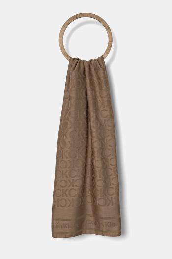 Šatka Calvin Klein dámska, béžová farba, vzorovaná, K60K612971