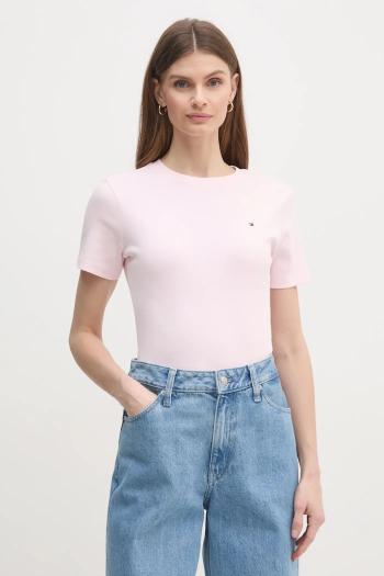 Bavlnené tričko Tommy Hilfiger dámske, biela farba, WW0WW40587
