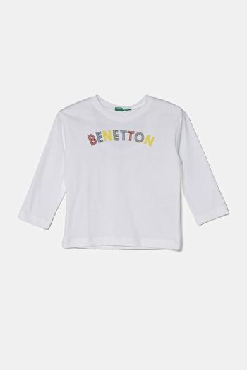 Detská bavlnená košeľa s dlhým rukávom United Colors of Benetton biela farba, 3I1XG10HS