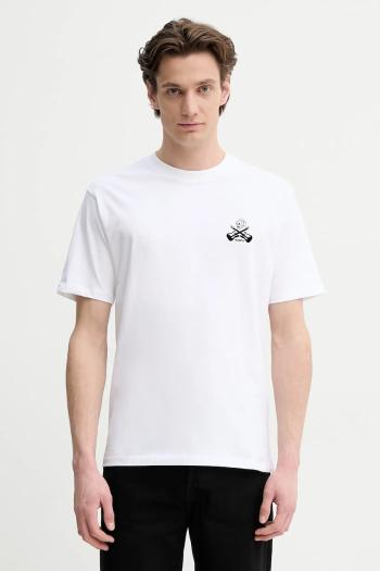 Bavlnené tričko The Kooples pánske, biela farba, s nášivkou, HTSC30029K