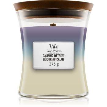 Woodwick Trilogy Calming Retreat vonná sviečka s dreveným knotom 275 g