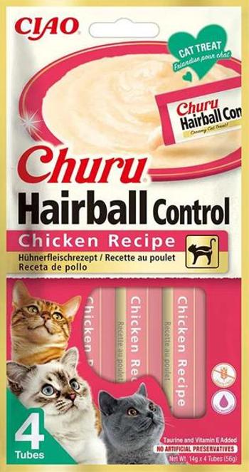 Inaba Churu Hairball cat maškrta pre mačky Kura 4tuby 56g