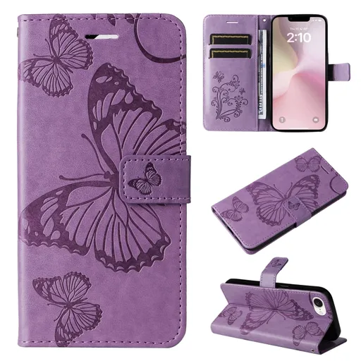 ART BUTTERFLY Peňaženkový obal pre Apple iPhone 16e fialový