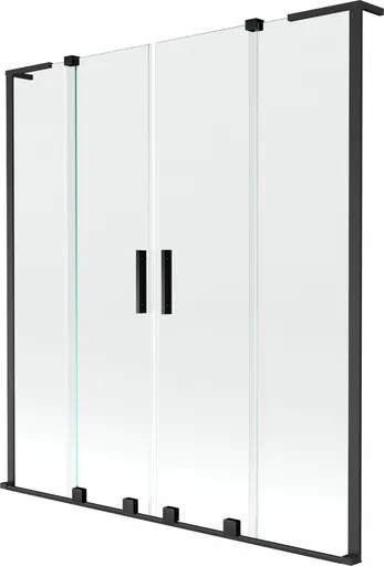 MEXEN/S - Velar L Duo dvojkrídlová posuvná vaňová zástena 140 x 150, transparent, čierna 896-140-003-02-70