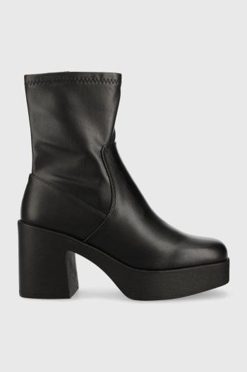 Členkové topánky Aldo Upstep dámske, čierna farba, na podpätku,