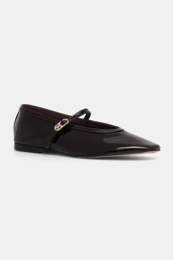 Kožené balerínky Tommy Hilfiger BALLERINA MARYJANE PATENT bordová farba, FW0FW08577