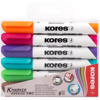 KORES K-MARKER na biele tabule, skosený hrot 3 – 5 mm – sada 6 farieb (20803)