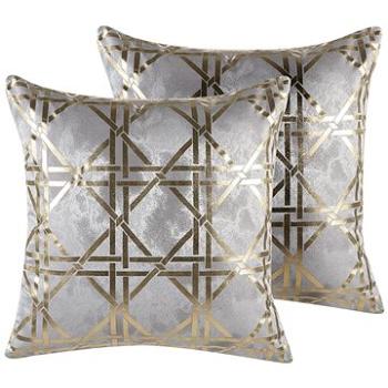 BELIANI, Sada 2 geometrických vzorov vankúšov 45 × 45 cm sivá CASSIA, 205951 (beliani_205951)